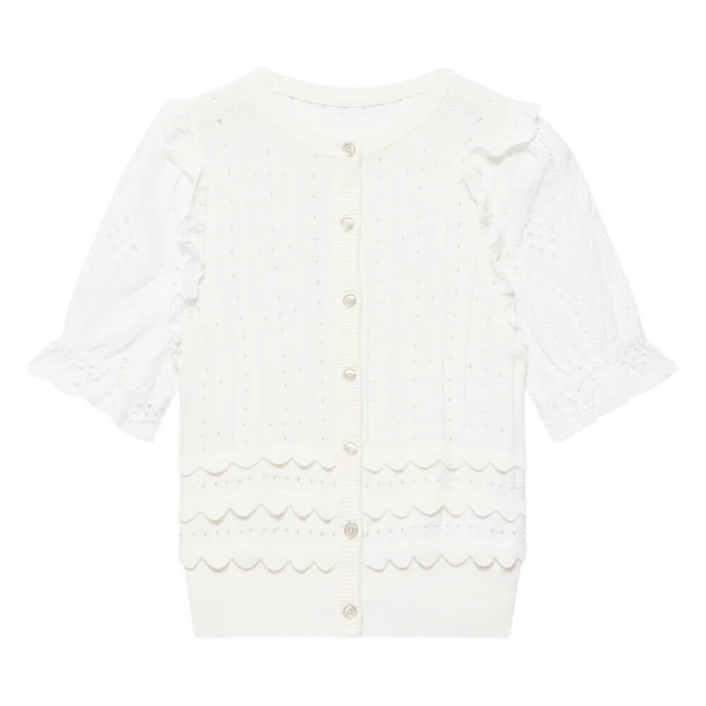 Mint Velvet White Cotton Broderie Knit Top